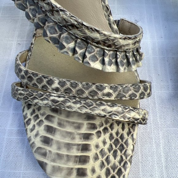 Lisa For Donald J. Pliner NWOT Snake Skin Open Toe High Heel Cream & Black 6½M - Picture 3 of 10